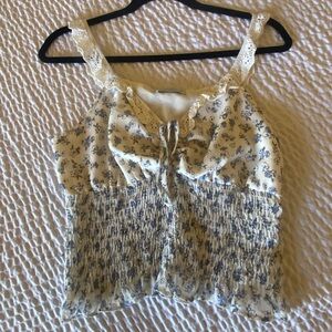 Floral Lace Trimmed Camisole Top